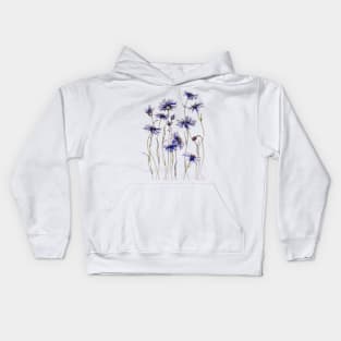 Blue Cornflowers, Illustration Kids Hoodie